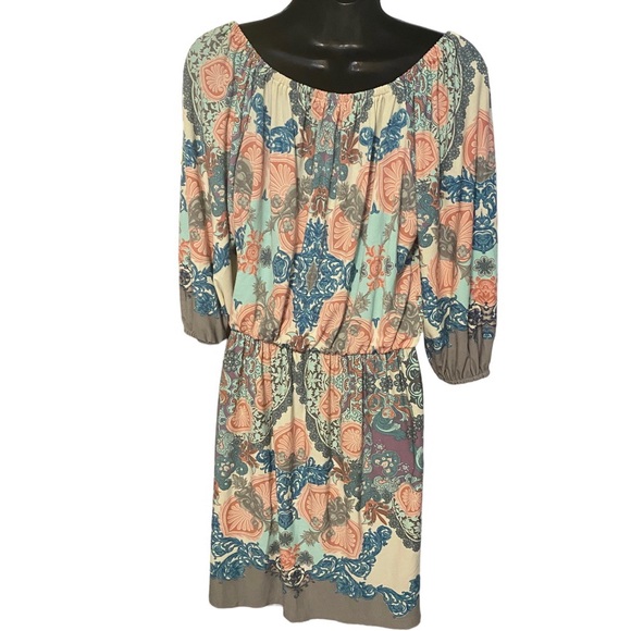 Boston Proper Paisley Blouson Elastic Waist Comfortable Ligt Wt Dress Size 6 - Picture 4 of 6